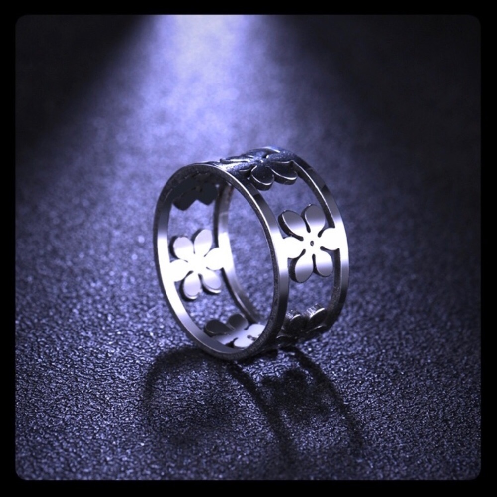 Silver Titanium Stainless Steel Ring